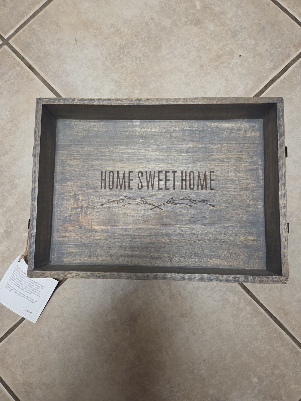 Rustic Home Sweet Home Wooden Tray - Grey Wash
